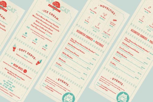 Brand development, website, packaging, graphic design, and space design for Fat Cat Creamery, Houston, Texas | Field of Study: A Design & Branding Consultancy.