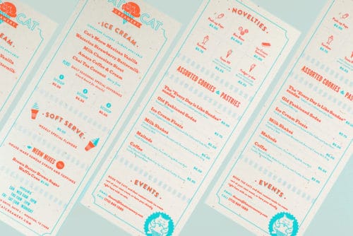 Brand development, website, packaging, graphic design, and space design for Fat Cat Creamery, Houston, Texas | Field of Study: A Design & Branding Consultancy.