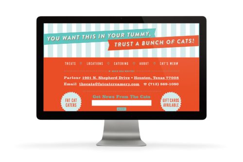 Brand development, website, packaging, graphic design, and space design for Fat Cat Creamery, Houston, Texas | Field of Study: A Design & Branding Consultancy.