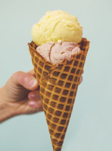 Ice cream cone photo for Fat Cat Creamery | Designed by Field of Study: A branding and graphic design consultancy | Houston TX