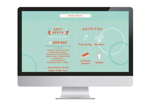 Brand development, website, packaging, graphic design, and space design for Fat Cat Creamery, Houston, Texas | Field of Study: A Design & Branding Consultancy.