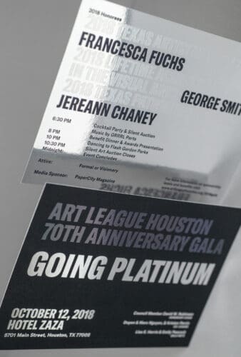 Art League Houston Going Platinum gala design | Field of Study (FoS)