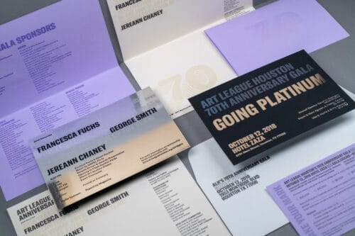 Art League Houston Going Platinum gala design | Field of Study (FoS)