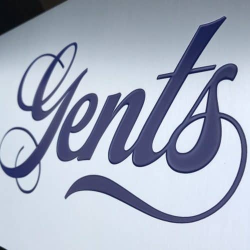 Etched signage for Aero Crafters Beer Garden, Victoria | Designed by Field of Study: A branding and graphic design consultancy | Houston TX | Jennifer Blanco & John Earles