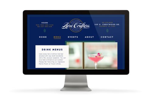 Website design and development for Aero Crafters Beer Garden, Victoria | Designed by Field of Study: A branding and graphic design consultancy | Houston TX | Jennifer Blanco & John Earles