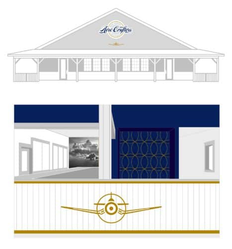 Environmental Graphics for Aero Crafters Beer Garden, Victoria | Designed by Field of Study: A branding and graphic design consultancy | Houston TX | Jennifer Blanco & John Earles