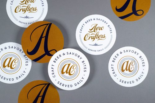 Custom Beer Coasters for Aero Crafters Beer Garden, Victoria | Designed by Field of Study: A branding and graphic design consultancy | Houston TX | Jennifer Blanco & John Earles