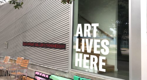 Window signage for Art League Houston | Designed by Field of Study: A branding and graphic design consultancy | Houston TX | Jennifer Blanco & John Earles