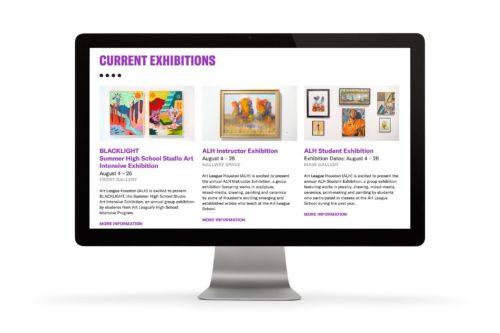 Website design for Art League Houston | Designed by Field of Study: A branding and graphic design consultancy | Houston TX | Jennifer Blanco & John Earles