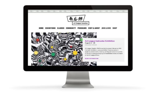 Brand development, website design and development, strategy, graphic design, and signage for Art League Houston | Designed by Field of Study: A branding and graphic design consultancy | Houston TX | Jennifer Blanco & John Earles