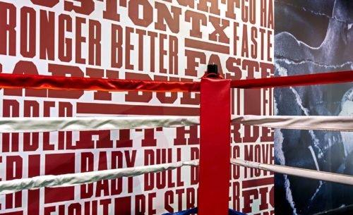 Typographic wall graphics for Baby Bull Boxing | Designed by Field of Study: A branding and graphic design consultancy | Houston TX | Jennifer Blanco & John Earles