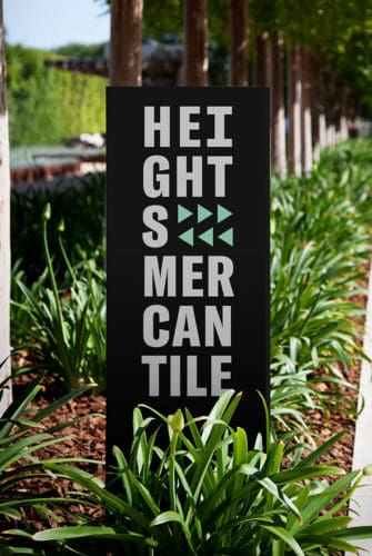 Branding, environmental graphics, signage, and wayfinding for Heights Mercantile, Houston, Texas | Field of Study: A Design & Branding Consultancy