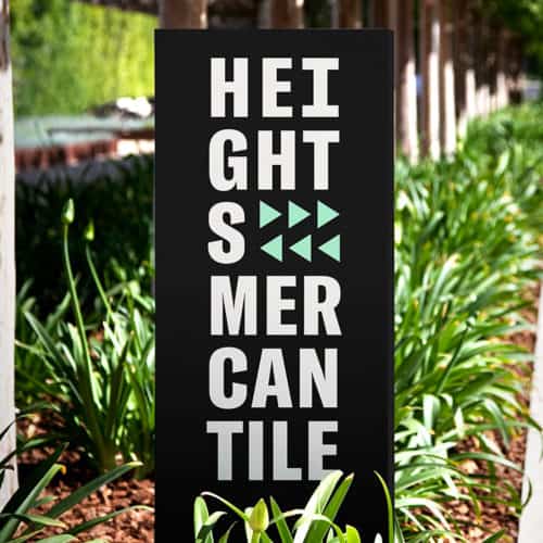Branding, environmental graphics, signage, and wayfinding for Heights Mercantile, Houston, Texas | Field of Study: A Design & Branding Consultancy