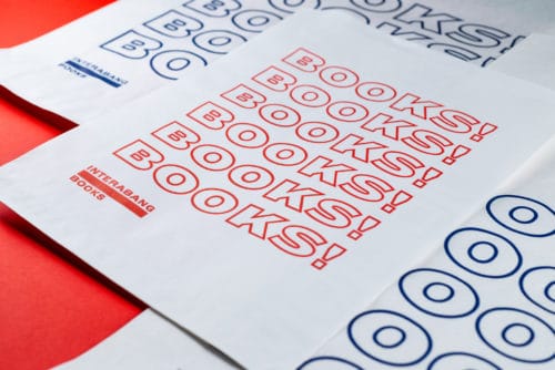 Shopping bag design for Interabang Books, Dallas | Designed by Field of Study: A branding and graphic design consultancy | Houston TX | Jennifer Blanco & John Earles