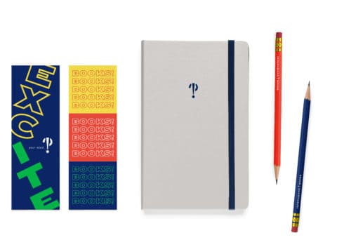 Collateral items, bookmarks, stationery, notebooks for Interabang Books, Dallas | Designed by Field of Study: A branding and graphic design consultancy | Houston TX | Jennifer Blanco & John Earles