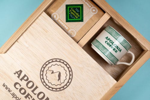 Packaging and retail gift box for Apolonia Coffee | Designed by Field of Study: A branding and graphic design consultancy | Houston TX | Jennifer Blanco & John Earles