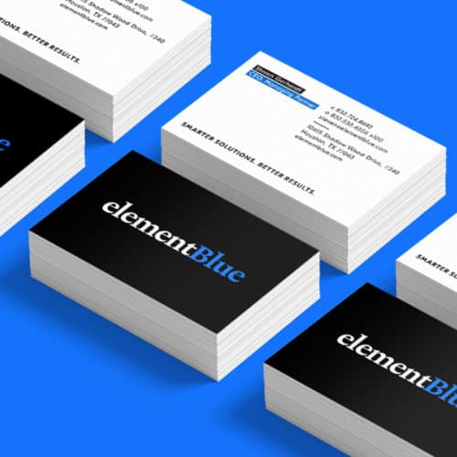 Business cards for Element Blue in Houston,Texas | Designed by Field of Study: A Design & Branding Consultancy | Jennifer Blanco & John Earles