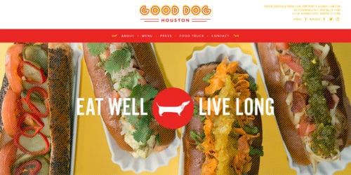 Homepage, WordPress website design and development for Good Dog Houston | Designed by Field of Study: A branding and graphic design consultancy | Houston TX | Jennifer Blanco & John Earles