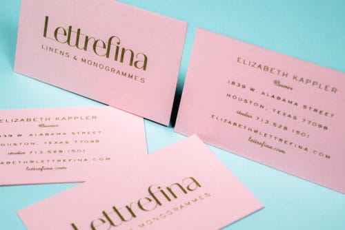 Branding, naming, stationery, and packaging for Lettrefina Linens & Monogrammes, Houston, Texas | Field of Study: A Design & Branding Consultancy