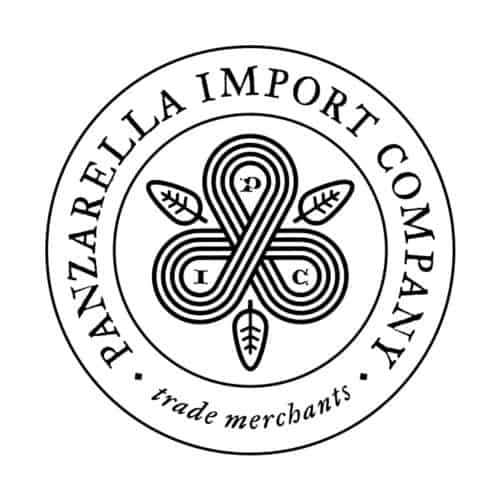 Triskelion logo and combination mark for Panzarella Import Company | Designed by Field of Study: A branding and graphic design consultancy | Houston TX | Jennifer Blanco & John Earles