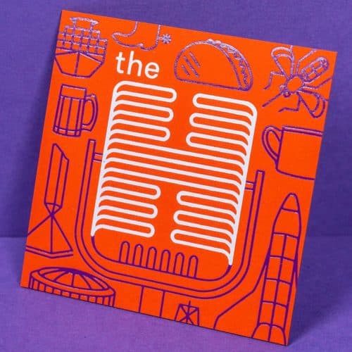 Foil stamped and letterpress printed busines card for Luke Brawner’s podcast, The H | Designed by Field of Study: A Design & Branding Consultancy | Jennifer Blanco & John Earles