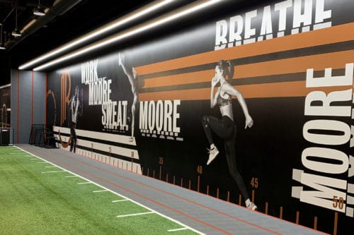 Wall art and printed vinyl environmental graphics for Breathe Moore Training | Designed by Field of Study: A branding and graphic design consultancy | Houston TX | Jennifer Blanco & John Earles