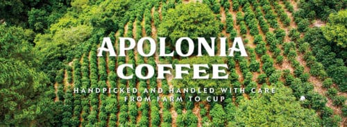 Masthead banner for Apolonia Coffee | Designed by Field of Study: A branding and graphic design consultancy | Houston TX | Jennifer Blanco & John Earles