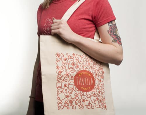 T Shirt and Tote Bag Design for Tavola Pasta | Designed by Field of Study: A branding and graphic design consultancy | Houston TX | Jennifer Blanco & John Earles