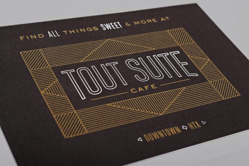 Postcard Design for Tout Suite Cafe | Designed by Field of Study: A branding and graphic design consultancy | Houston TX | Jennifer Blanco & John Earles