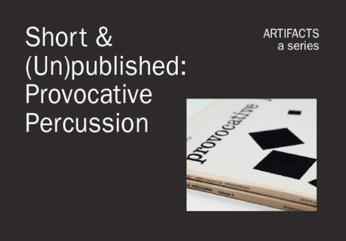 Artifacts - Field of Study Design - Jennifer Blanco Provocative Percussion records