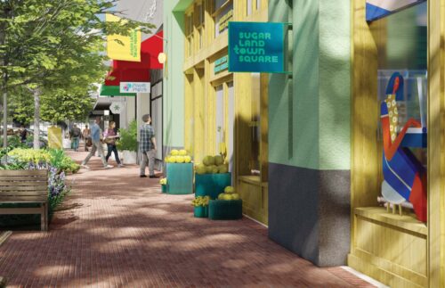 Sugar Land Town Square Texas branding and signage by Field of Study