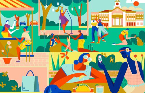 Sugar Land Town Square illustration by Ellice Weaver | Field of Study (FoS)
