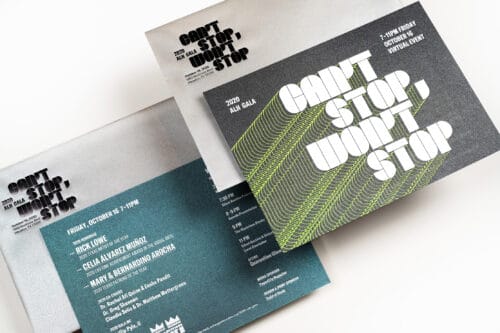 Art League Houston Can't Stop, Won't Stop gala design | Field of Study (FoS)