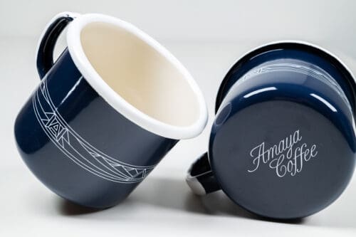 Amaya Coffee camp mug | Houston Branding Field of Study Texas | Jennifer Blanco & John Earles