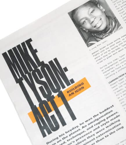Peekaboo Boxing Zine interior page titles by Field of Study Design